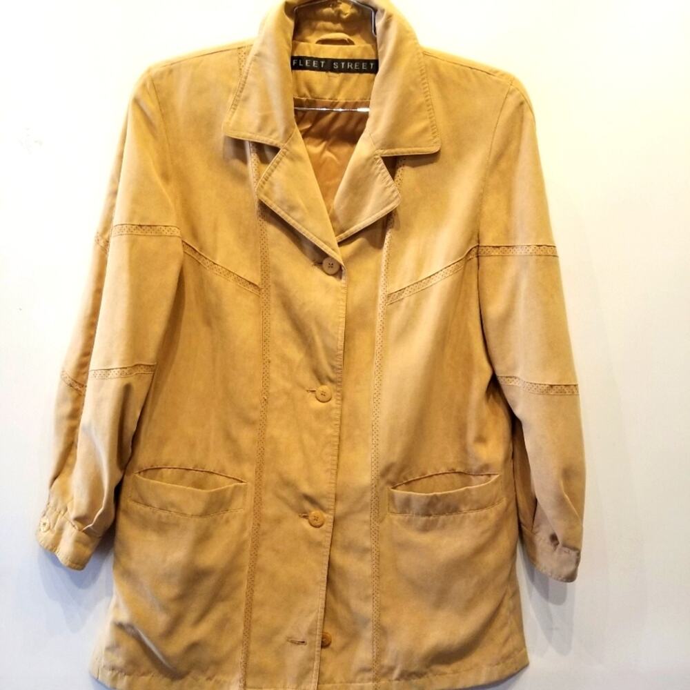 Vintage Fleet Street‎ Raincoat Lightweight Tan Collared Jacket Size L